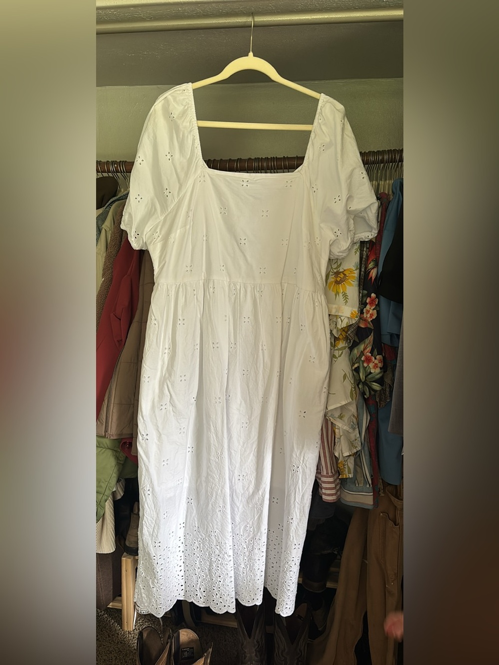 White Eyelet Cotton Dress
